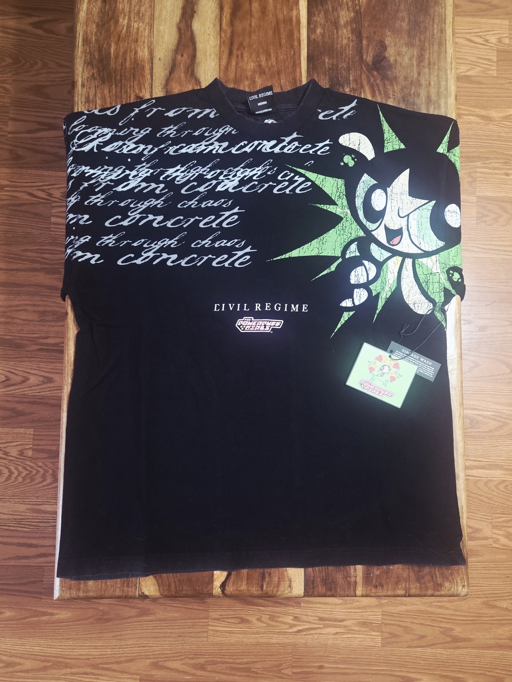 Civil Regime/PowerPuff Girls Collab Men's Vintage Washed Tee. Size Medium
